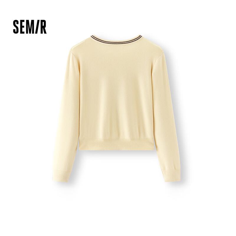 Semir Women's Autumn Contrast Faux Two-Piece Knit Pullover