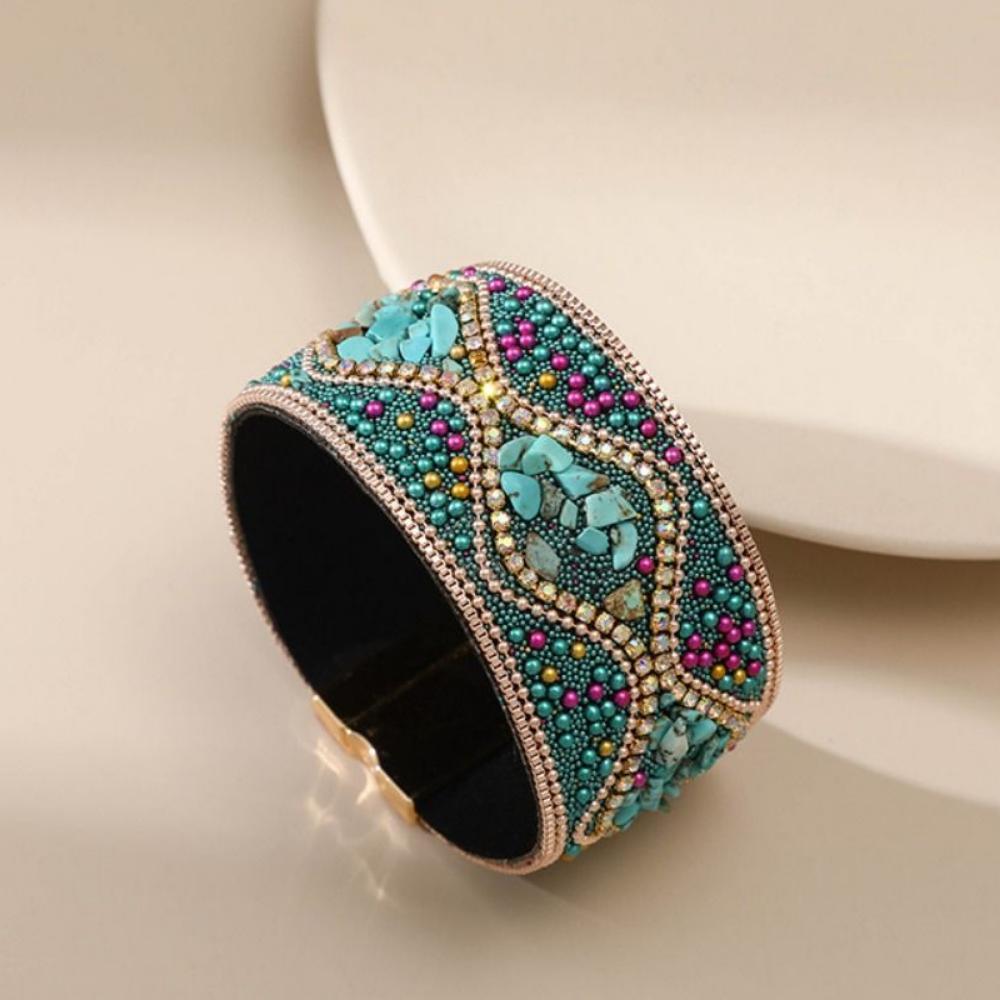 Böhmisches Magnetverschluss-Armband Ethnischer Stil Handgefertigt Damenarmreif Modeaccessoire