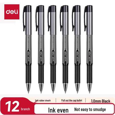 Deli 1.0mm Capped Carbon Ink Gel Pen (12-Pack)