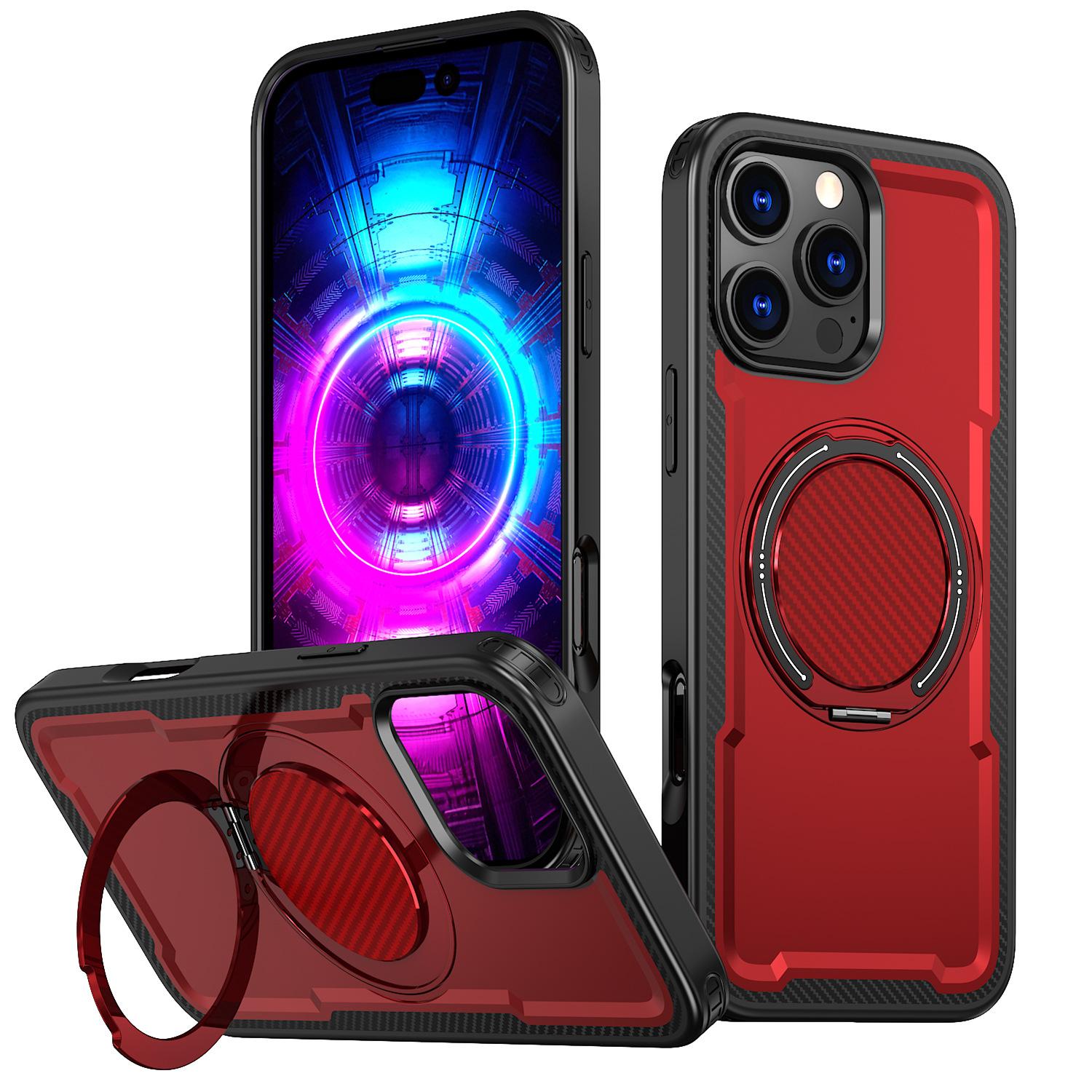 

For IPhone17pro Mobile Phone Case Magnetic Rotating Gear Damping Carbon Fiber Pattern for Apple 16e Anti-fall Armor For iPhone 17 Pro Max