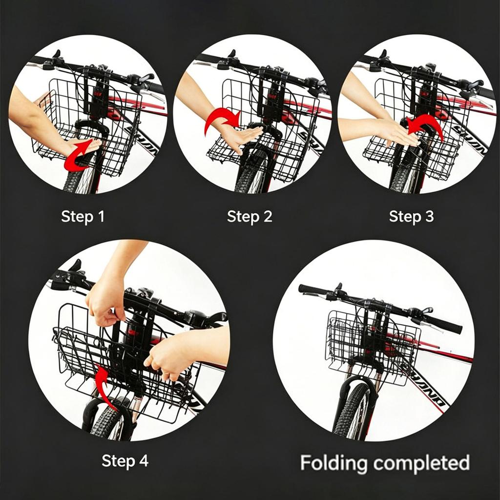 Bike Basket, Heavy-Duty Metal Wire Bicycle Basket with Hooks, Quick Install, Rust-Resistant, Large Capacity for Grocery Shopping Pets Daily Commuting