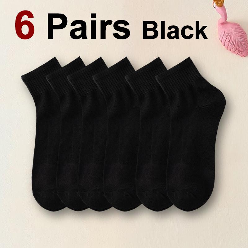 6/12/30 Pairs Men Mid Socks Business Sports Sweat Absorption Breathability Spring Summer Solid Color Soft No Pilling Casual Sock