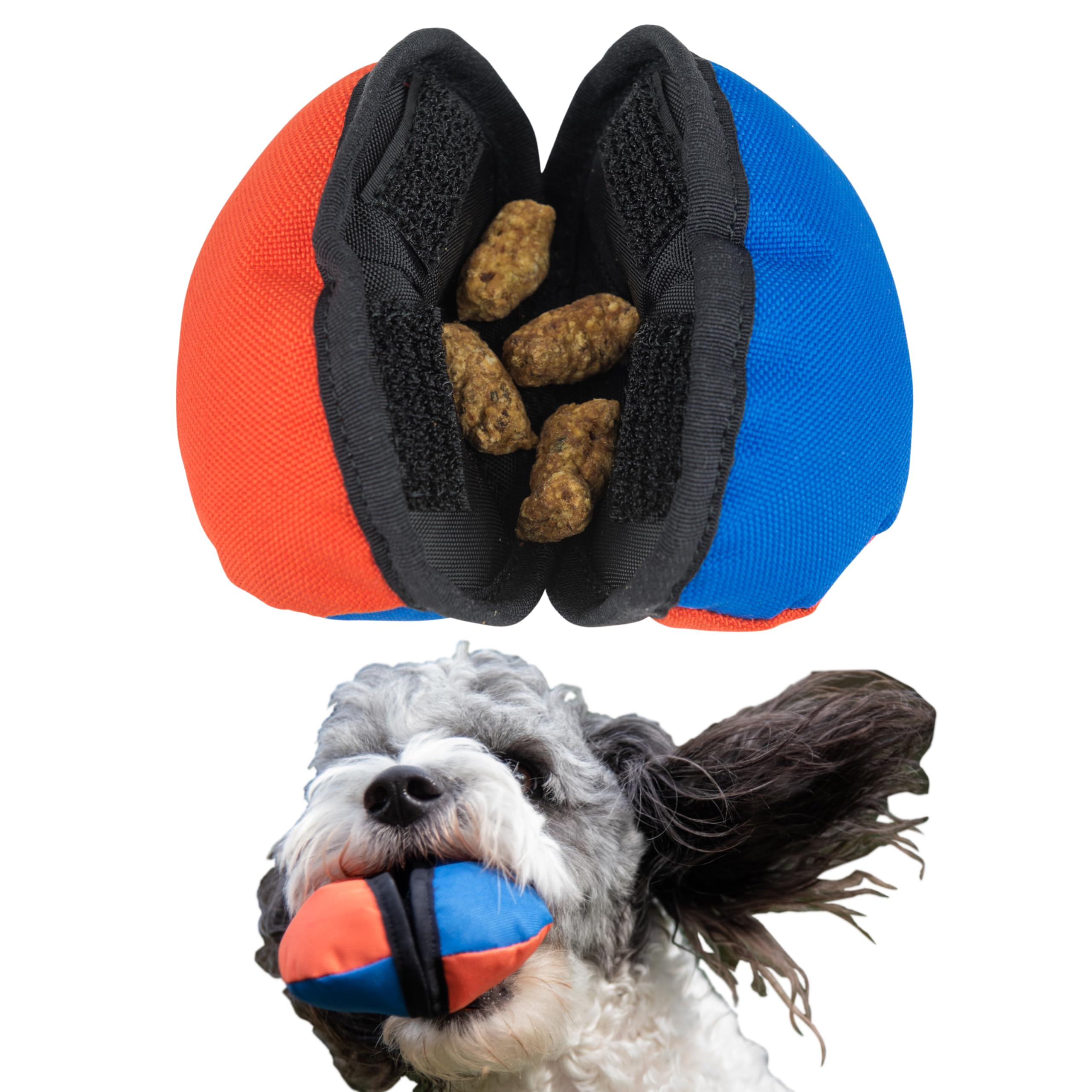 

Dog Toy The Clam Treat Dispenser Toy Orange Blue Training Tool Nose Work Ball Authentic Product Tug-E-Nuff & 10407-OB