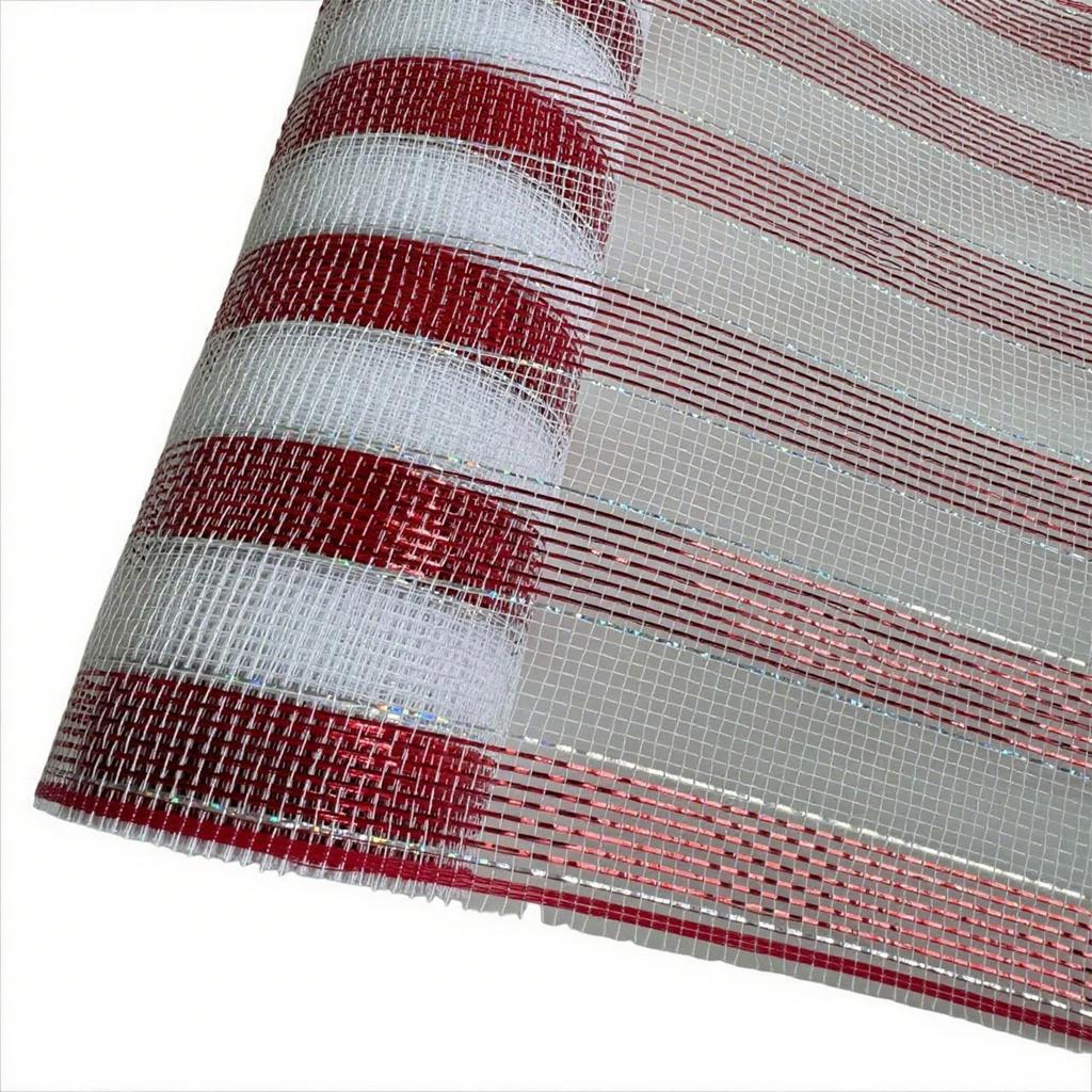 Christmas Candy-colored Red And Whitestriped Net Roll Diy Christmas Tree Decoration Ribbon Ribbon PP Net
