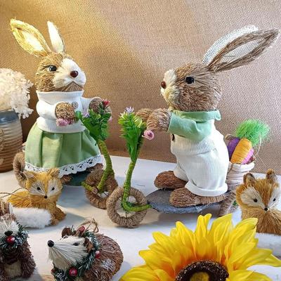 Easter Bunny Decoration Figurine Holiday Woven for Party Home