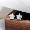 Luxury Crystal Flower Stud Earrings For Women White CZ Stone Romantic Snowflake Shaped Earrings Jewelry Gift Accessories