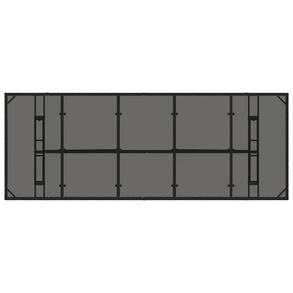 Vidaxl Stół Ogrodowy Ze Szklanym Blatem, Czarny, 240X90X75Cm Rattan Pe