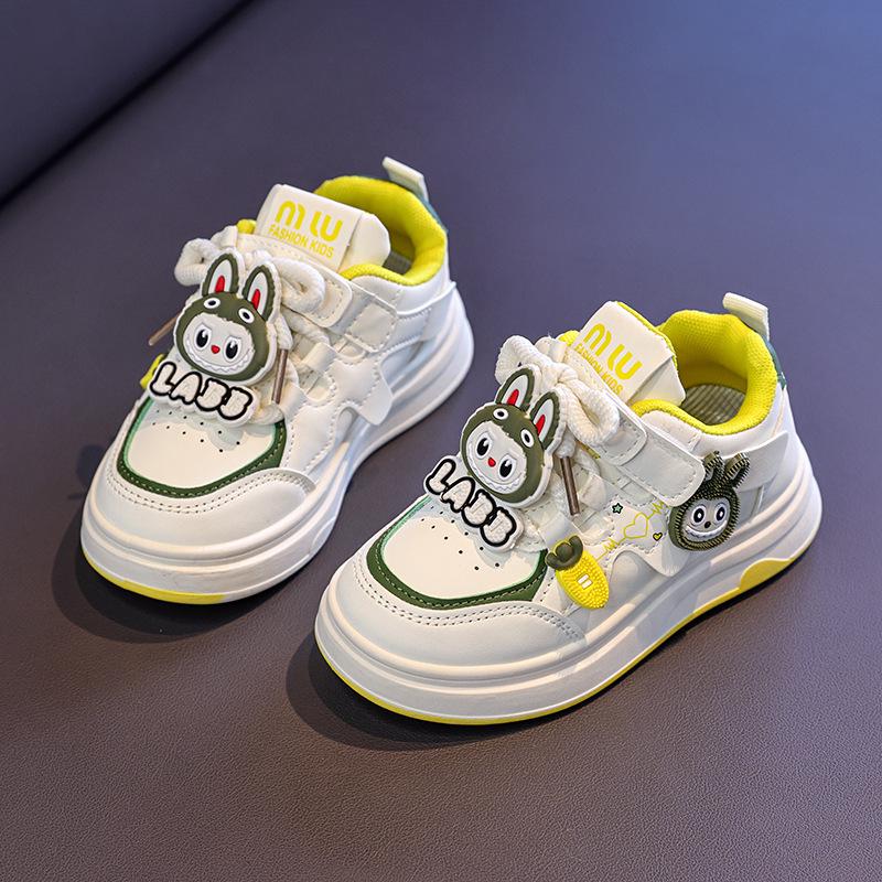 Girls' Cartoon Non-Slip Casual Skate Shoes - Spring 2026 Soft Sole White Sneakers