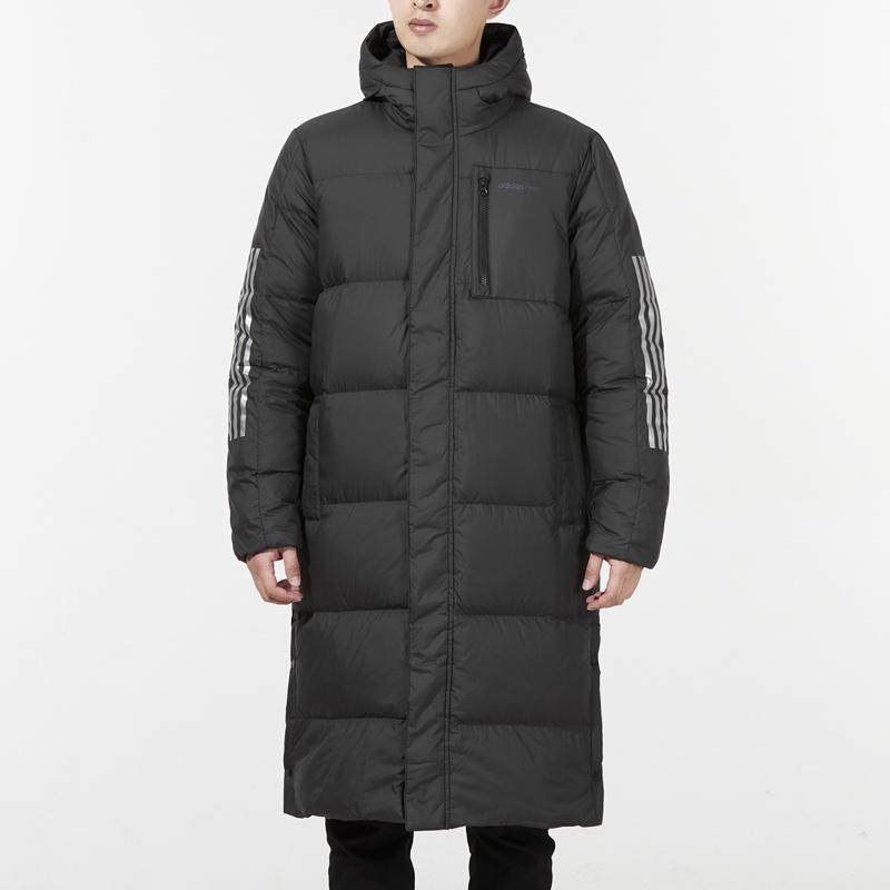 Adidas Neo Casual Warm Mid-Length Hooded Down Jacket Men Outerwear Black H45242