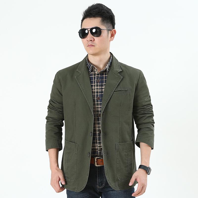 Men's Plus Size Cotton Blazer Jacket - Korean Style Spring/Autumn