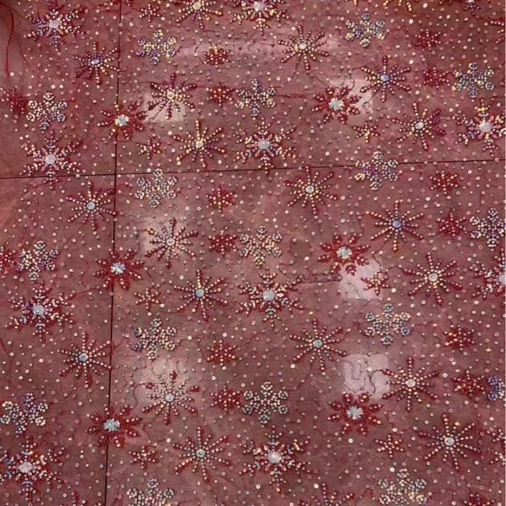 

Fashion 1 Yard Tulle Fabric Sequin Snowflake Mesh Lace Fabric Embroidered Clothing Material For Sewing Skirt Dress 130cm