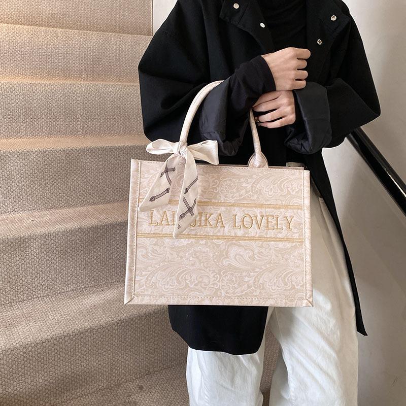 Geantă de lucru de mare capacitate pentru femei 2025 nouă iarnă casual de ultimă generație geantă tote portabilă brodată pentru femei