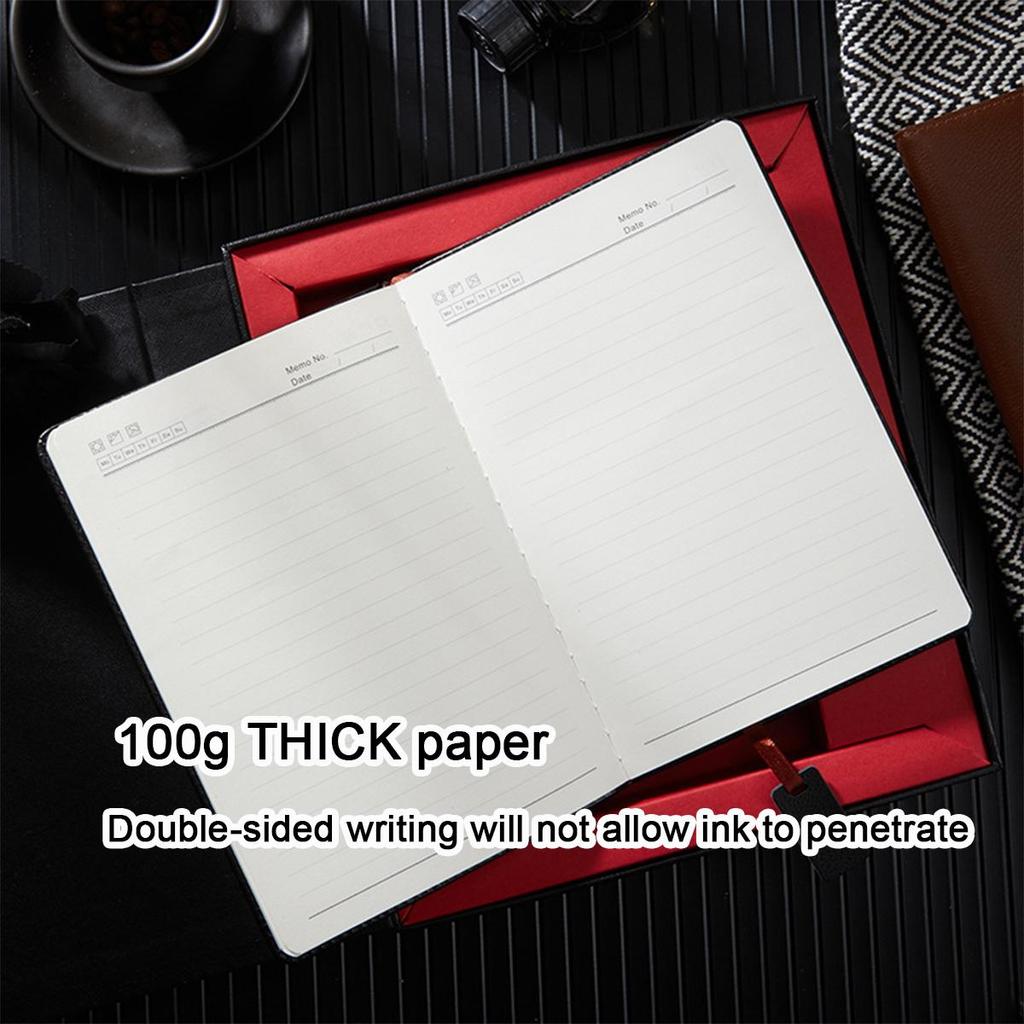 A5 genuine leather notebook, business meeting record book, student diary, notepad, handbook, 100 sheets 200 pages