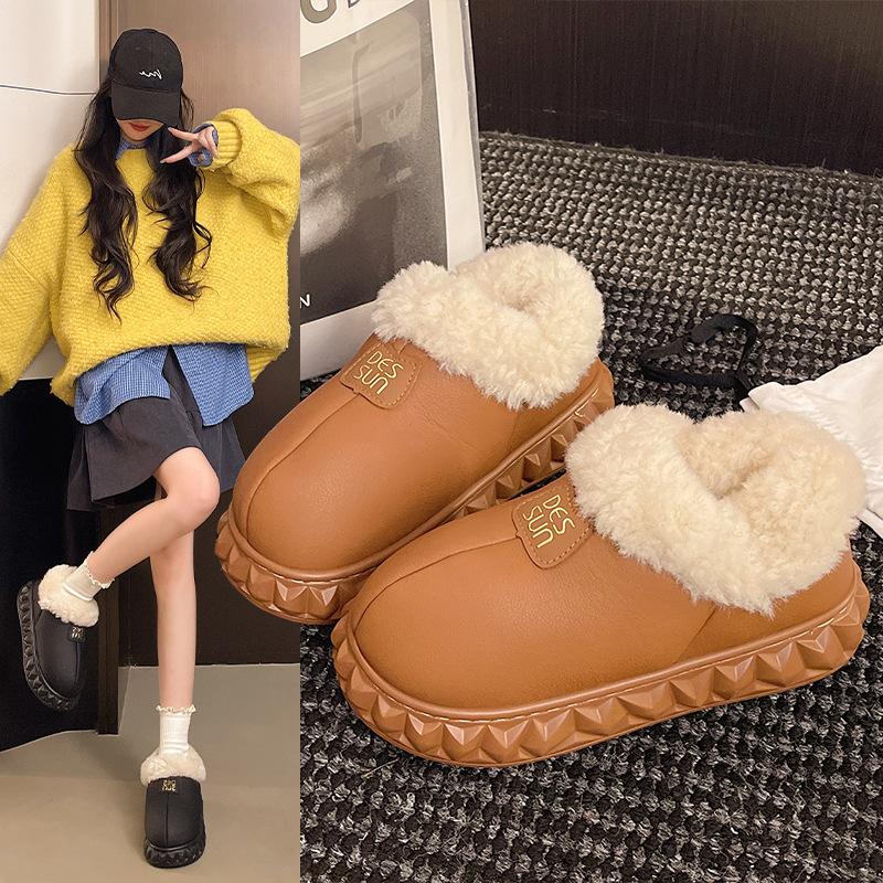 Women's Large Size Soft Sole Winter Warm Fur One Snow Boots Padded Lined Ankle Boots Anti-slip Hiking Casual Sports Cotton Boots