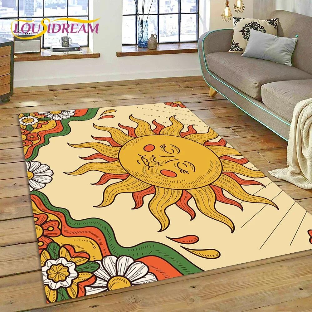 Sun Moon Mandala Magic Witchcraft Tarot Carpet Rug for Home Living Room Bedroom Sofa Doormat Decor,Area Rug Non-slip Floor Mat