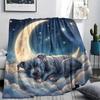 Cloud moon cat dog sleep Print Flannel Blanket,High quality Comfortable for All Seasons,Home Decor,Warmth and Comfort,Perfect for Christmas Gifts