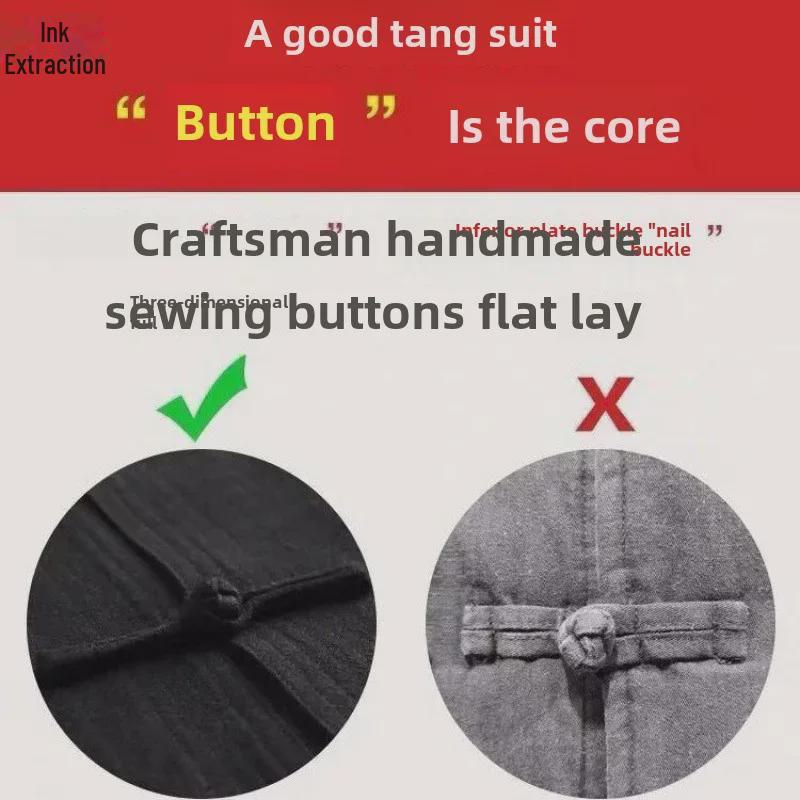 Men's Long-Sleeve Tang Suit Hanfu Top - Traditional Cotton Ancient Style for Older and Middle-Aged Men