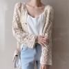 A Niche Sweet and Stylish Loose Fitting, Slimming Versatile Knitted Top with Lace Hook Flower Hollow Small Cardigan for Women