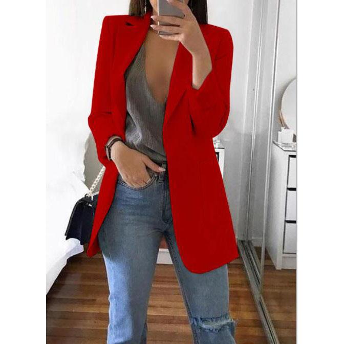 Fashion Casual Suit Polo Neck Slim Fit Cardigan Temperament Women's  Coat Spring and Autumn