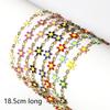 1 Piece 304 Stainless Steel Bracelets For Women Gold Color Enamel Daisy Flower Double-sided Charms Bracelet 18.5cm(7 2/8") Long