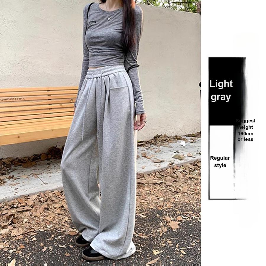 

Oversized Wide Leg Pants for Women Spring/Autumn, Gray, Premium Drape, Loose Fit, Soft and Fluffy, Casual, Long Trousers 2XL