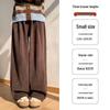 Coffee-Colored Chenille Wide-Leg High-Waisted Pants for Women - Autumn/Winter 2026 Plus Velvet Petite Loose Casual Sweatpants