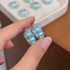 Elegant Blue Crystal Hoops: Contemporary Korean Style, Luxuriously Simple & Versatile Earrings