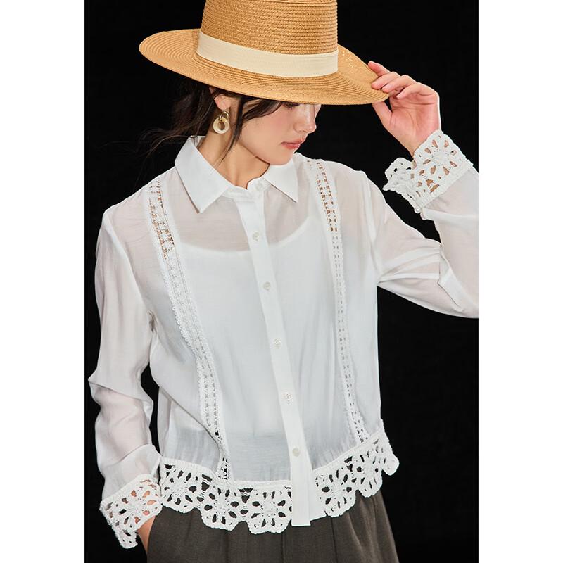 Women s Tencel Blend Lace Long-Sleeve Blouse L