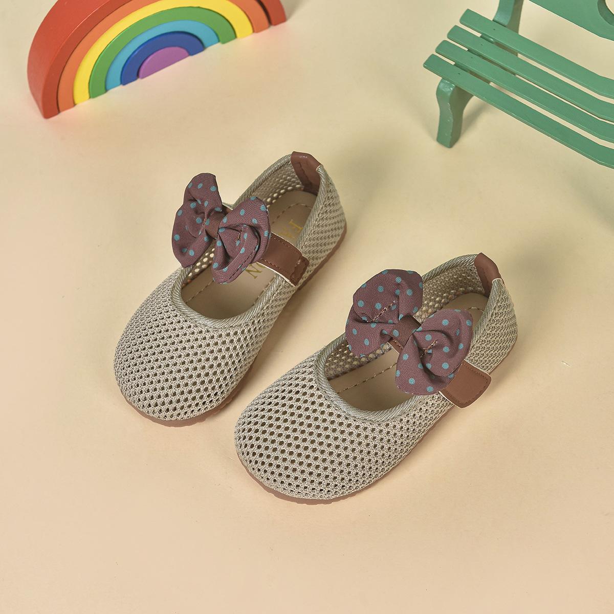 

[Princess Bow Knot Mesh Breathable Soft Sole Sandals Baby Girls Indoor Outdoor Toddler Shoes] size 23 хаки