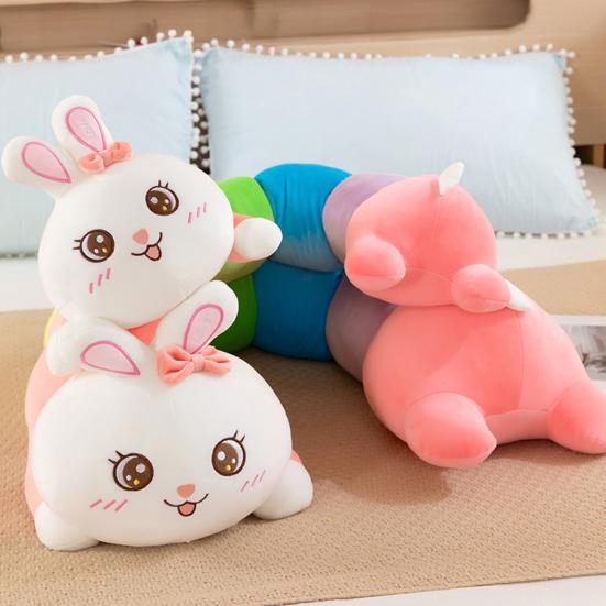 Rainbow Long Bunny Plush Pillow Large Body Pillow for Cuddling And Support Soft Stuffed Animal for Girls And Kids Gift
