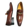 Fashion Crocodile Pattern Men Loafers Genuine Leather Shoe Luxury Zapatos De Hombre New Elegant Brown High Grade Handmade Suits Footwear