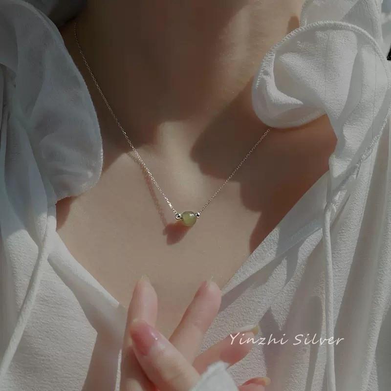 2022 Women's Green Hetian Jade Clavicle Chain - Light Luxury, Versatile Necklace