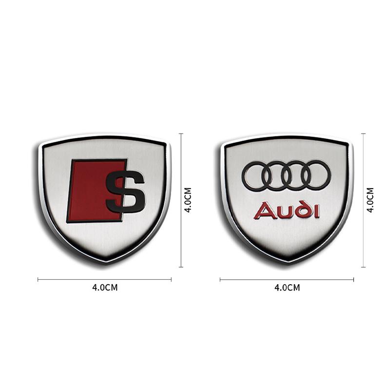 1/2 stk Metall Bil Skjold Logo Side Karosseri Bakluke Klistremerke For Audi A1 A3 A4 A5 A6 B5 B6 B7 B8 C5 C6 C7 A7 A8 Q3 Q5 Q7 TT 8V Dekal