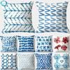 45x45cm Luxus Ins Blau Geometrisch Polyester Kissenbezug Kundenspezifische Tinte Unregelmäßiges Dreieck Kissenbezug Sofa Zuhause Dekorativ