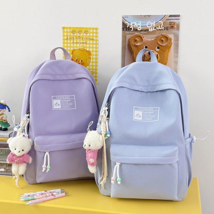 Schoolbag new schoolbag solid color versatile simple large capacity lightweight niche casual backpack student ins backpack