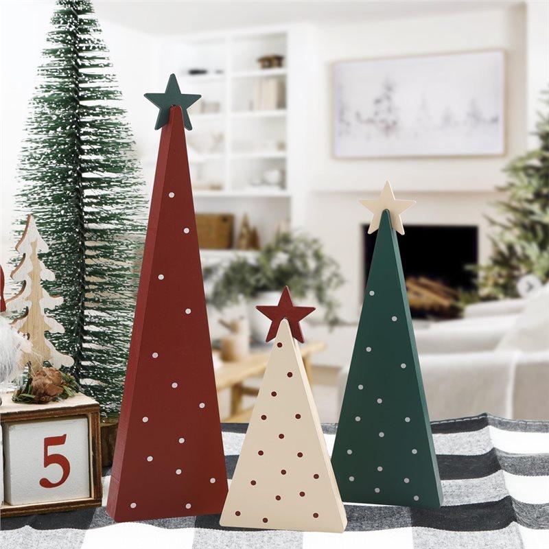 Christmas Decorations-Wooden Tree Signs Three Sizes With Star For Home Shelf Mantel Fireplace
