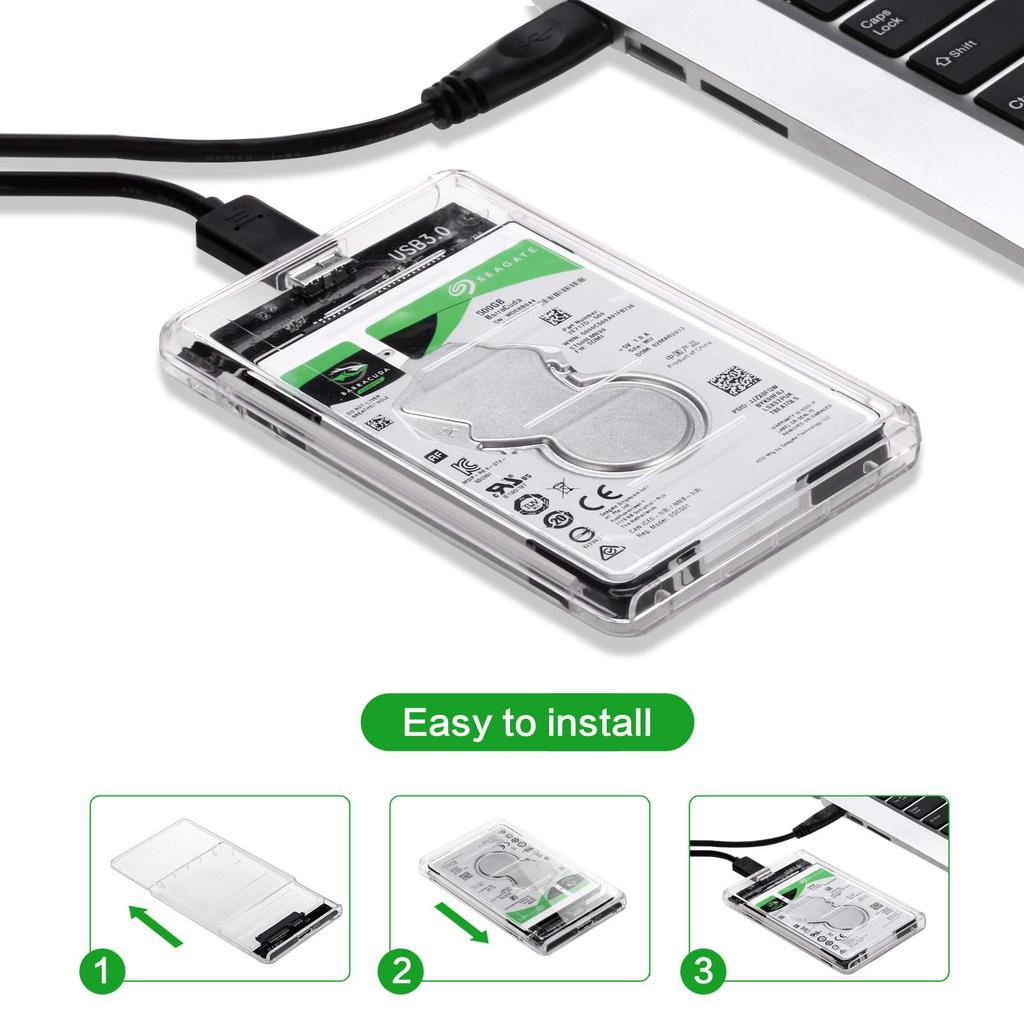 USB 3.0 SSD HDD Enclosure 2.5inch SATA SSD Hard Drive Case with 5Gbps Transfer Speed Mobile External Housing Harddisk Boxs Cable