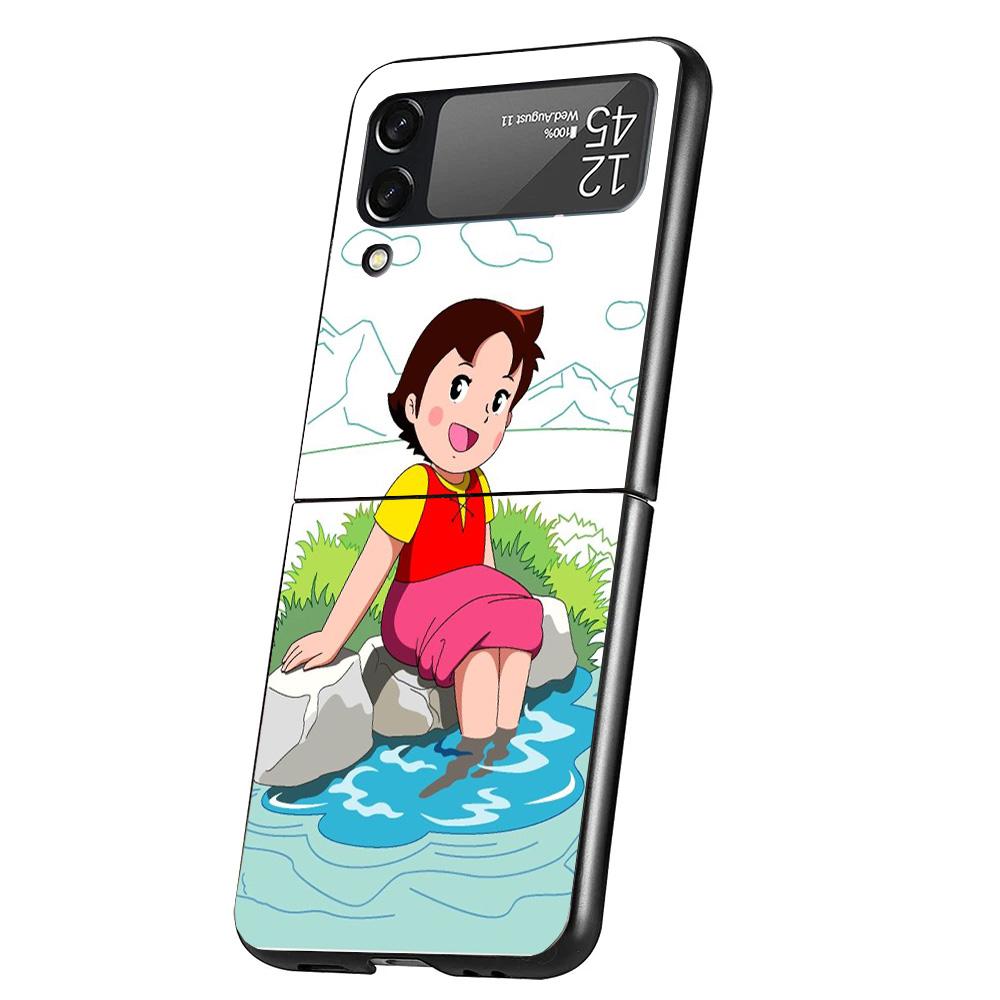 Heidi Cute Cartoon Cover Phone Case For Samsung Galaxy Z Flip 7 6 5 4 3 5G Flip7 Flip6 Flip5 Flip4 Flip3 Black Fundas Shell