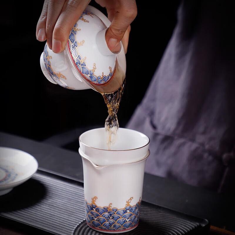 Ocean Wave Gilded Silver Enamel Kung Fu Tea Set