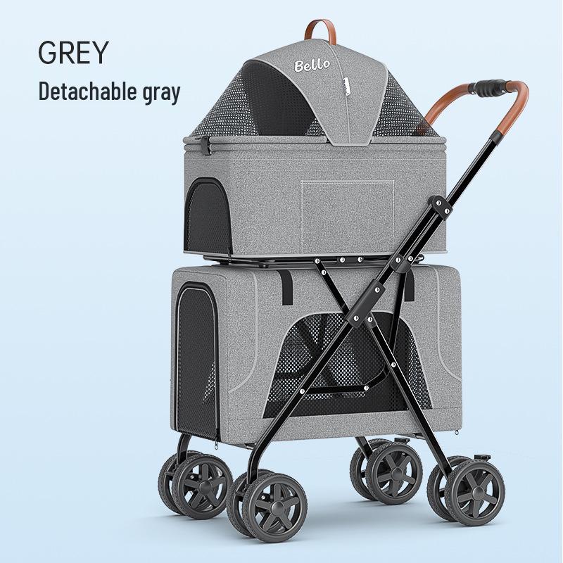 Bello Foldable Pet Stroller: One-Button Folding Cat and Small Dog Double-Layer Travel Stroller for Bichon.