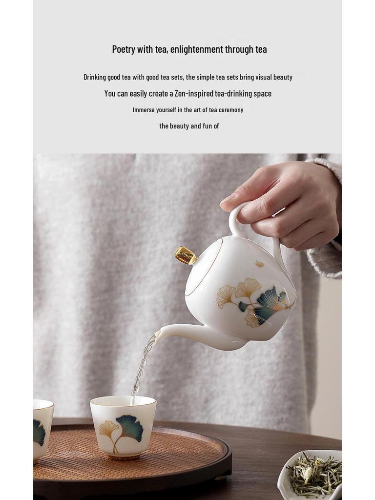 Yangzhi Jade Porcelain Travel Tea Set - Ceramic Kung Fu Teapot with Logo