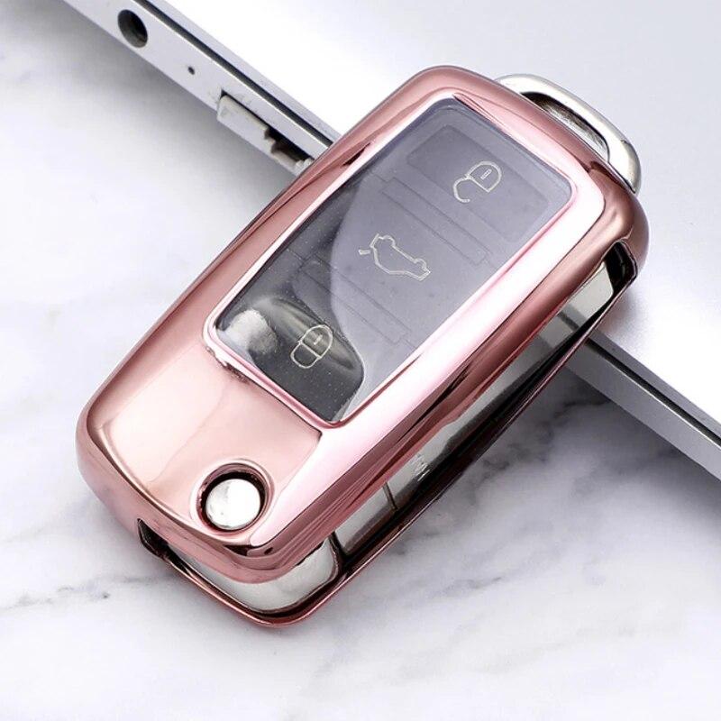 Husă pentru chei de mașină din TPU moale, breloc pentru chei pentru VW Volkswagen Polo Golf Passat B5 B6 B7 Beetle Caddy Up Eos Tiguan pentru Skoda Octavia