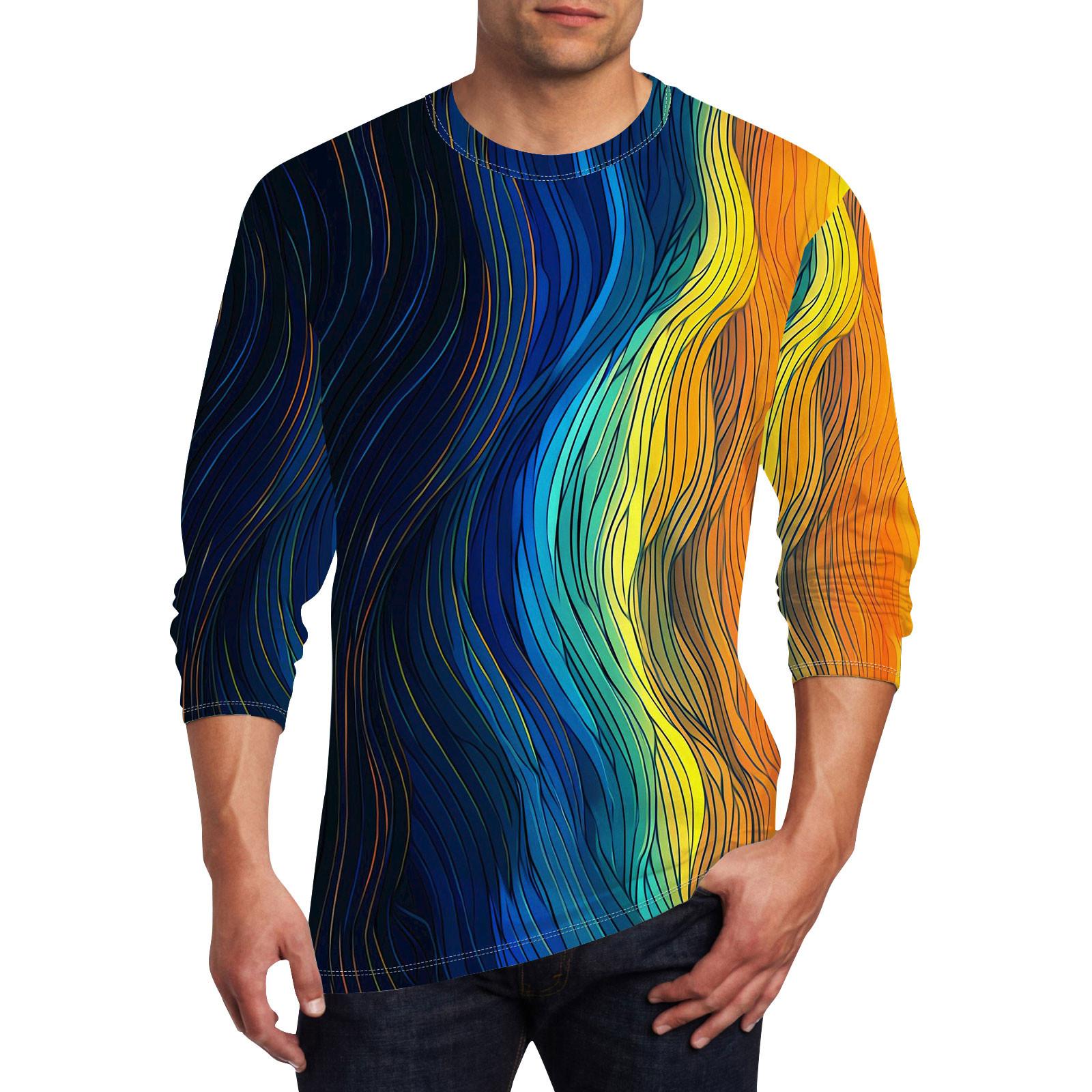 

Муж. Футболка Круглый вырез Одежда Одежда На открытом воздухе Длинный рукав С принтом Модельер Винтаж XL жёлтый