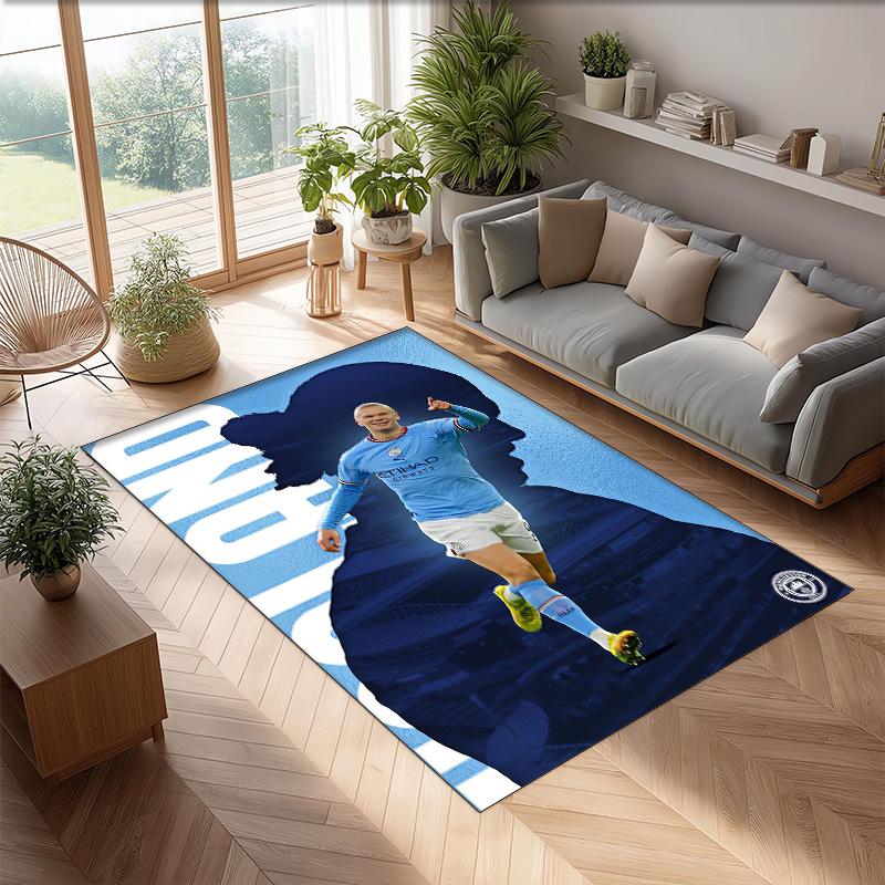 Tappeto in Flanella Stampato Erling Haaland Antiscivolo Morbido Poliestere Tappeto per Pavimento Tappetino Decorativo da Interno per Camera da Letto Soggiorno Divano