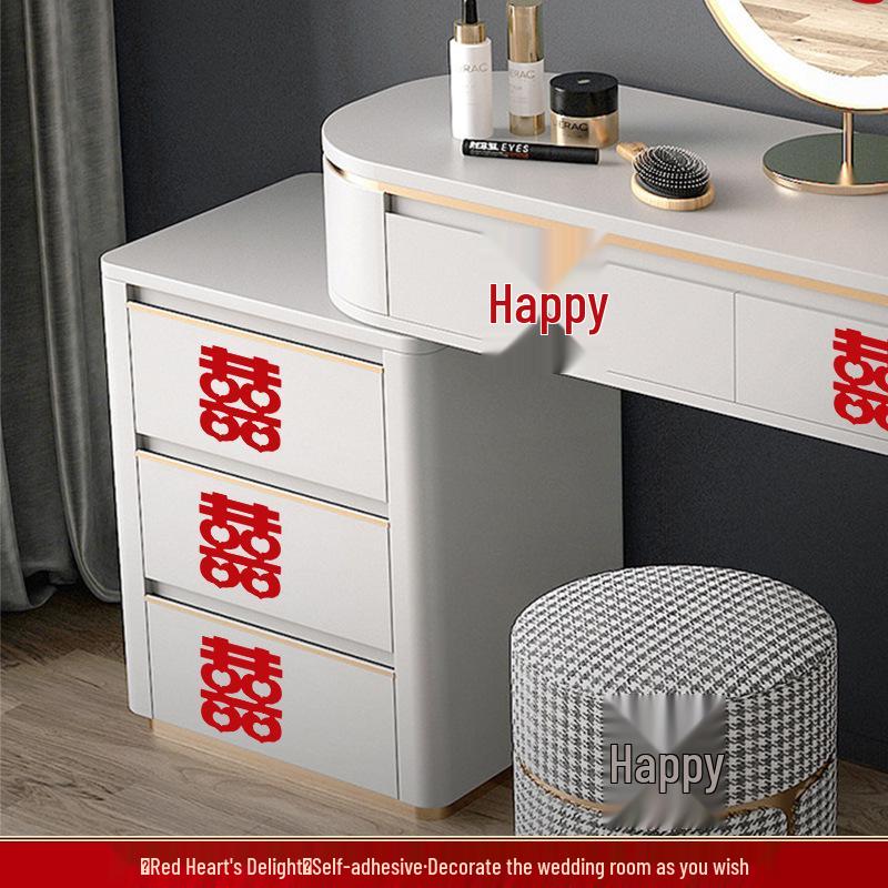 Creative Double Happiness Self-Adhesive Stickers for Wedding Dowry Cabinets and Staircases