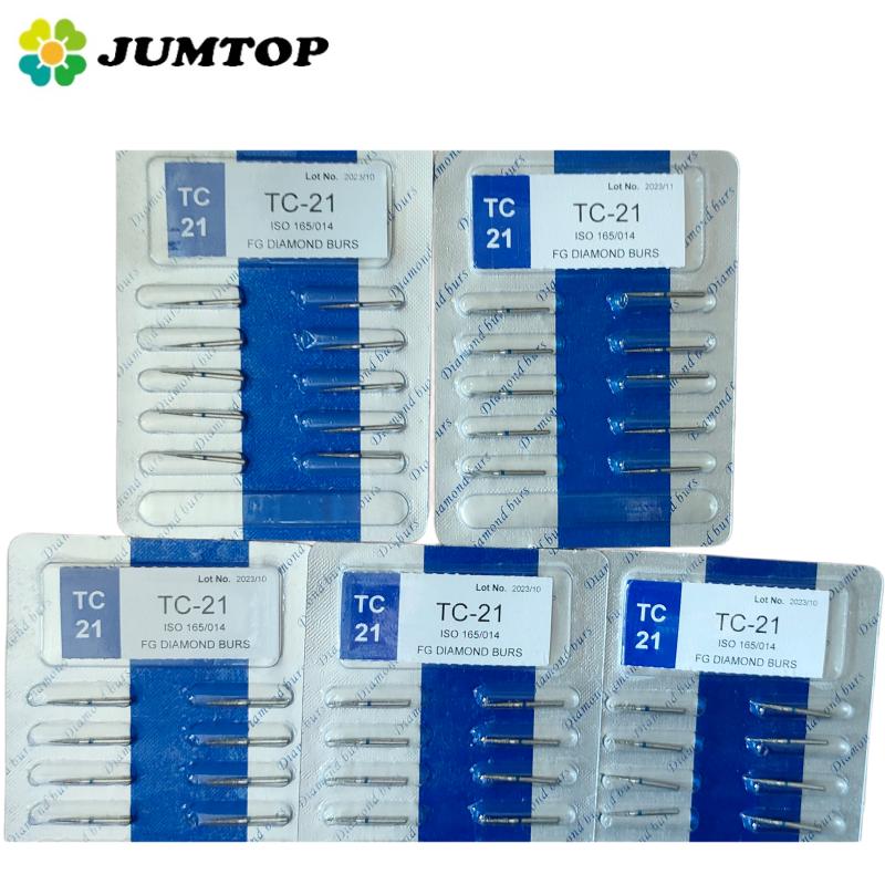 50pcs Dental High Speed Burs High Speed Handpiece Turbine Diamond Burs Diamond Polishing Tooth Preparation Dentist Material