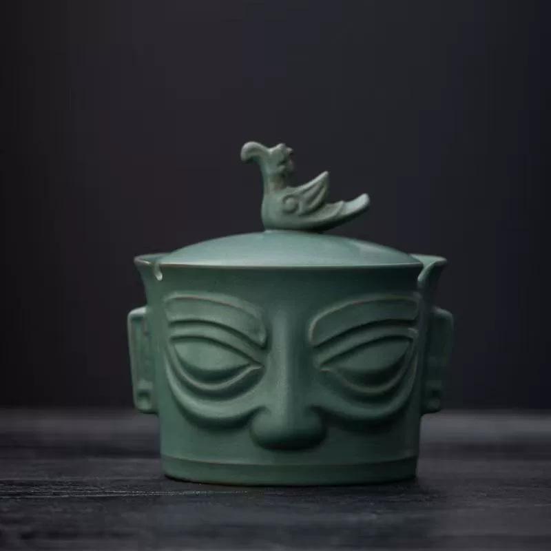 Sanxingdui mask office cup merchandise souvenir ceramic tea set business company activities museum collection gifts
