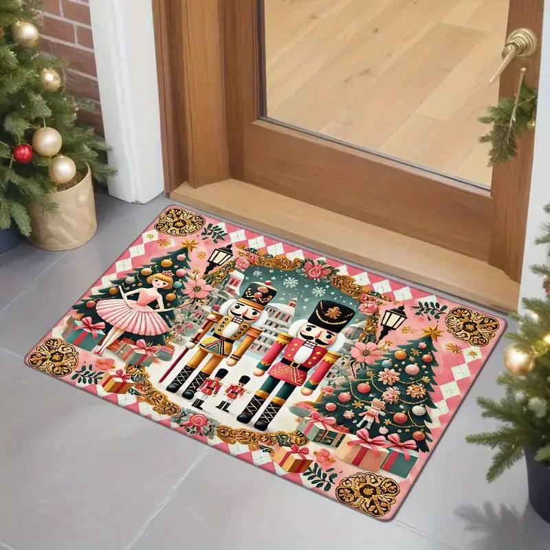 Pink Nutcracker Rug, Non-Slip Absorbent Kitchen & Bathroom Mat, Indoor/Outdoor Entrance Doormat for Home Décor