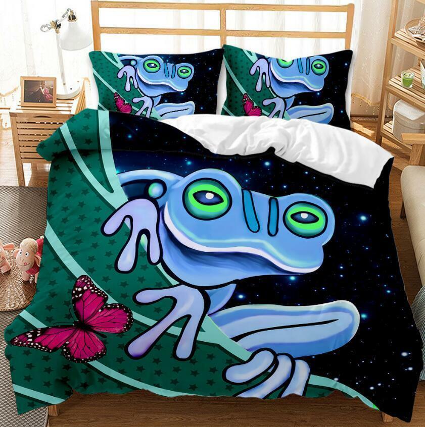 Flowery Frog Bed Set Doona Quilt Duvet Cover Pillowcase Single Double Queen Size