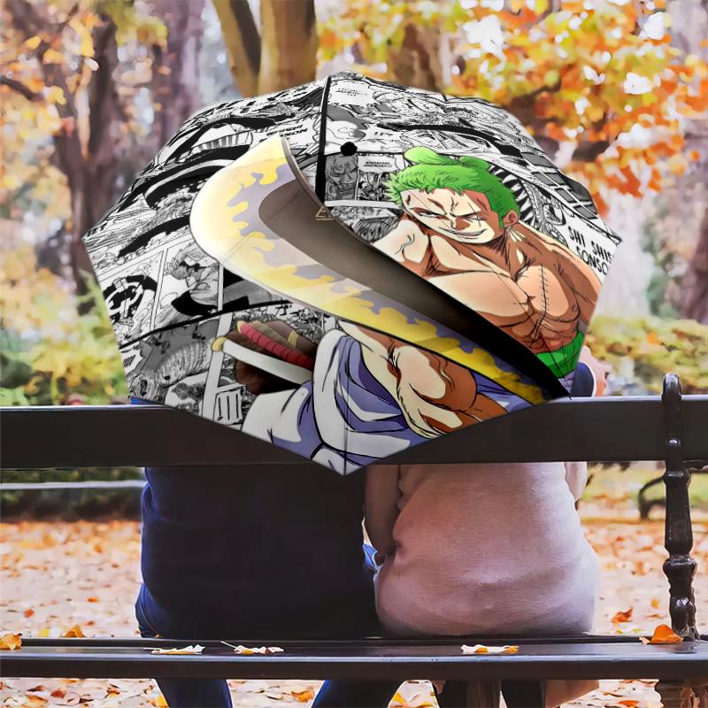 1 Stück Automatischer Faltregenschirm - Roronoa Zoro Muster Tragbares faltbares Design mit 8 Speichen Weihnachts-Geburtstagsgeschenke
